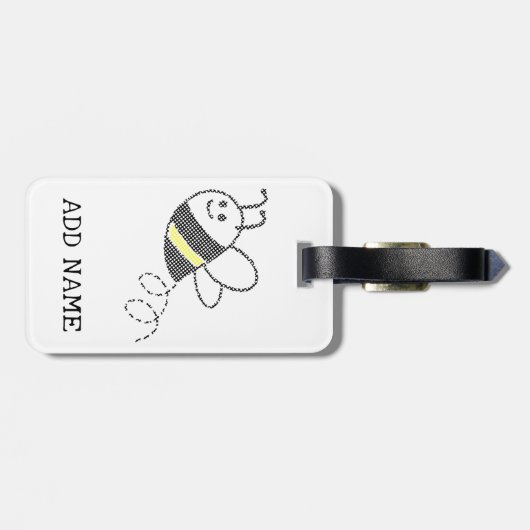 Niedliche Biene mit Kreuzstich-Muster Gepäckanhänger (Rückseite horizontal)