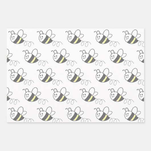 Niedliche Biene mit Kreuzstich-Muster Geschenkpapier Set (Vorderseite 3)