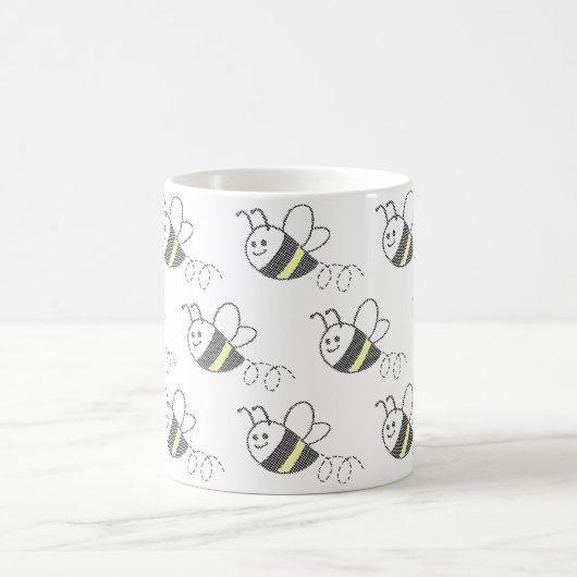 Niedliche Biene mit Kreuzstich-Muster Kaffeetasse (Mittel)