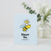 Niedliche Biene mit Krone Postkarte (Stehend Vorderseite)