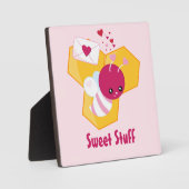Niedliche Biene mit rosa Valentine Hearts Sweet St Fotoplatte (Vorderseite)