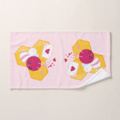 Niedliche Biene mit rosafarbenen Herzklopfen Badhandtuch Set (Handtuch)