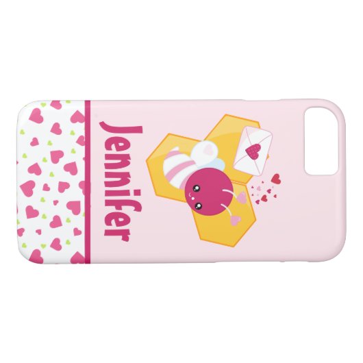 Niedliche Biene mit rosafarbenen Herzklopfen Case-Mate iPhone Hülle (Rückseite (Horizontal))