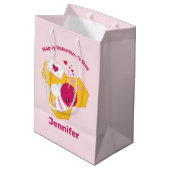 Niedliche Biene mit rosafarbenen Herzklopfen Mittlere Geschenktüte (Rückseite Schrägansicht)