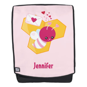 Niedliche Biene mit rosafarbenen Herzklopfen Rucksack