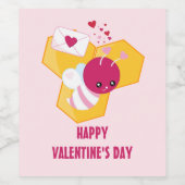 Niedliche Biene mit rosafarbenen Herzklopfen Weinetikett (Einzelnes Label)