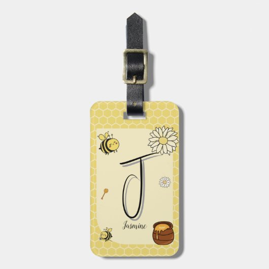 Niedliche Biene mit süßem Honig Gepäckanhänger (Vorderseite vertikal)