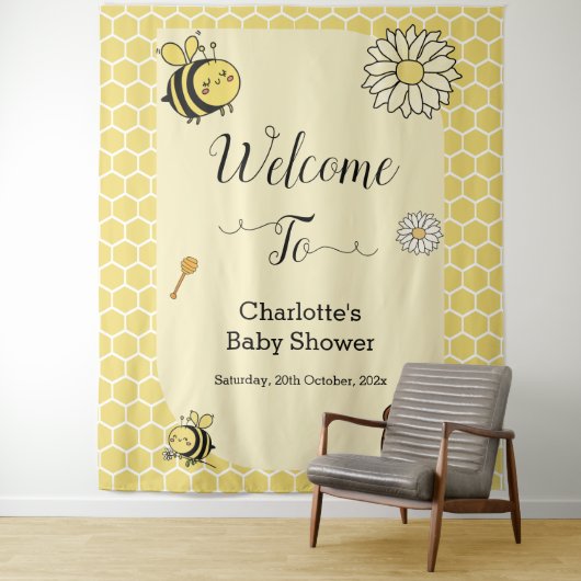 Niedliche Biene mit Sweet Honey Baby Dusche Hinter Wandteppich (Beispiel)