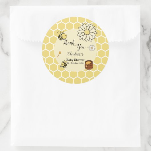 Niedliche Biene mit Sweet Honey Baby Dusche Runder Aufkleber (Tasche)
