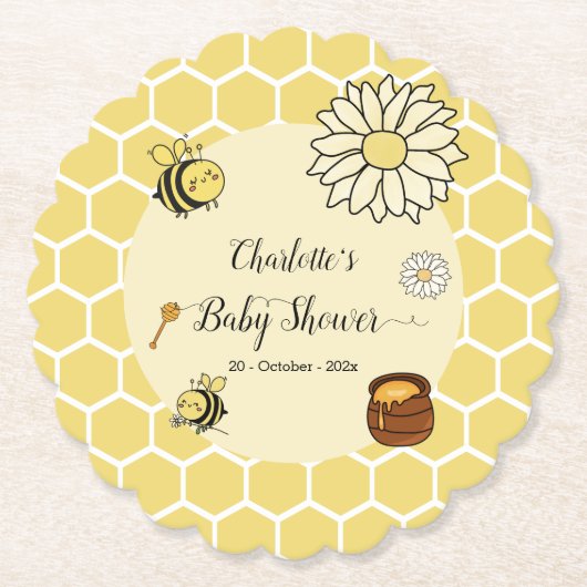 Niedliche Biene mit Sweet Honey Baby Dusche Untersetzer (Vorderseite)