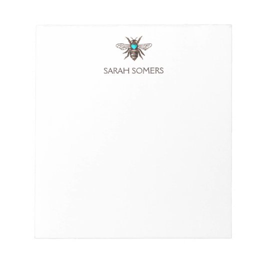 Niedliche Biene mit türkisfarbenem Herzen Personal Notizblock (Vorderseite)