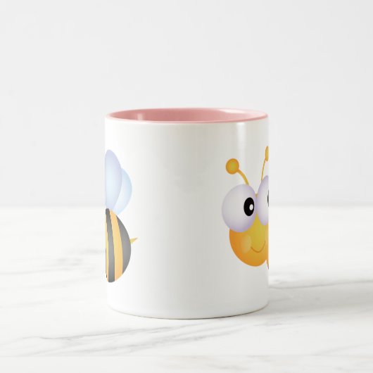 Niedliche Biene; Rosa Zweifarbige Tasse (Mittel)