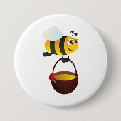 Niedliche Biene trägt Honigtopf mit Blume Button (Vorderseite)