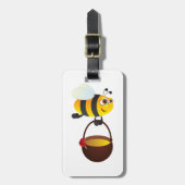 Niedliche Biene trägt Honigtopf mit Blume Gepäckanhänger (Vorderseite vertikal)