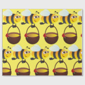 Niedliche Biene trägt Honigtopf mit Blume Geschenkpapier (Flach)