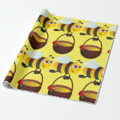 Niedliche Biene trägt Honigtopf mit Blume Geschenkpapier (Ungerollt)