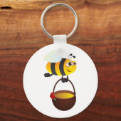 Niedliche Biene trägt Honigtopf mit Blume Schlüsselanhänger (Vorderseite)