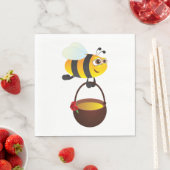 Niedliche Biene trägt Honigtopf mit Blume Serviette (Beispiel)