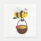 Niedliche Biene trägt Honigtopf mit Blume Serviette (Vorderseite)