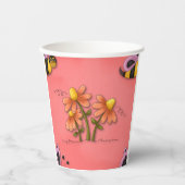 Niedliche Biene und Blume Rosa Frühlingspark Pappbecher (Vorderseite)