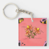 Niedliche Biene und Blume Rosa Frühlingspark Schlüsselanhänger (Vorderseite)