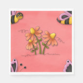 Niedliche Biene und Blume Rosa Frühlingspark Serviette (Vorderseite)