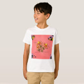 Niedliche Biene und Blume Rosa Frühlingspark T-Shirt (Vorne ganz)