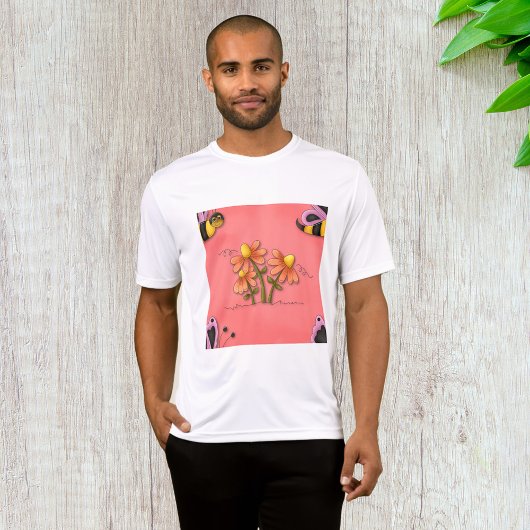 Niedliche Biene und Blume Rosa Frühlingspark T-Shirt