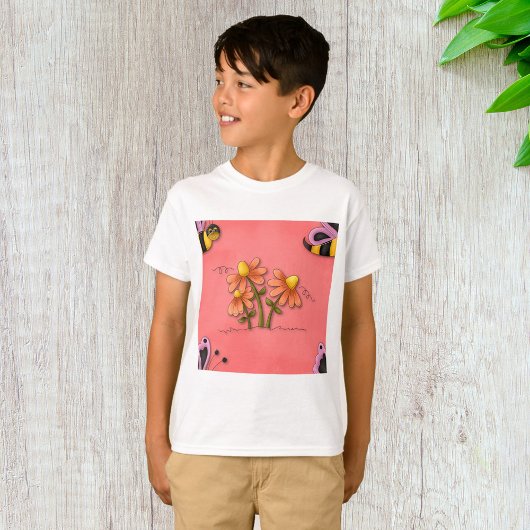Niedliche Biene und Blume Rosa Frühlingspark T-Shirt