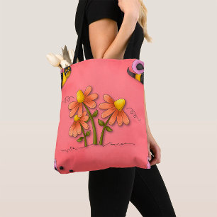 Niedliche Biene und Blume Rosa Frühlingspark Tasche