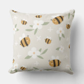 Niedliche Biene und Blumenwirbel Kissen (Vorderseite)