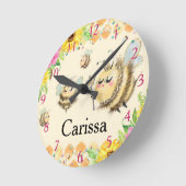 Niedliche Biene und Honigbienen Runde Wanduhr (Winkel)