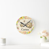 Niedliche Biene und Honigbienen Runde Wanduhr (Zuhause)