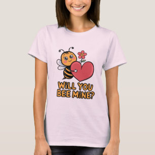 Niedliche Biene Valentine - "Wirst du meine sein?" T-Shirt