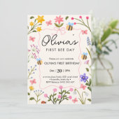 Niedliche Biene zum Geburtstag Einladung (Stehend Vorderseite)