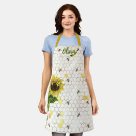 Niedliche Bienen auf Bienenstöcken Weißer Koch Fra Schürze