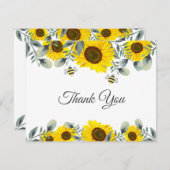 Niedliche Bienen auf Sonnenblumen Kinderdusche Dan Dankeskarte (Vorne/Hinten)