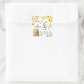 Niedliche Bienen Bienen Biene Floral 1. Geburtstag Quadratischer Aufkleber (Tasche)