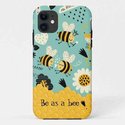Niedliche Bienen formen iPhone Case (Rückseite)