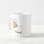 Niedliche Bienen-glückliches positives Wortspiel Kaffeetasse (Vorderseite Links)