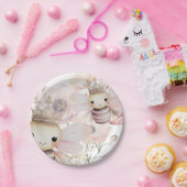 Niedliche Bienen in pastelfarbenem Blumengestein Pappteller (Party)