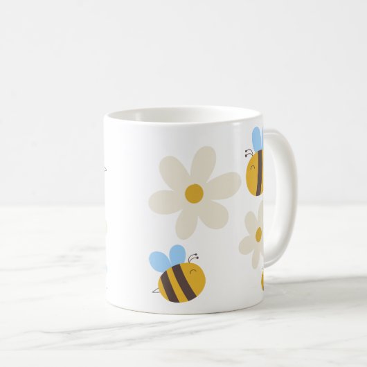 Niedliche Bienen mit weißer Blume Tasse (VorderseiteRechts)