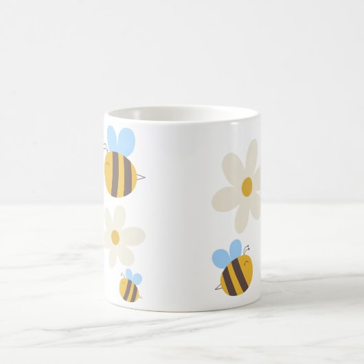Niedliche Bienen mit weißer Blume Tasse (Mittel)