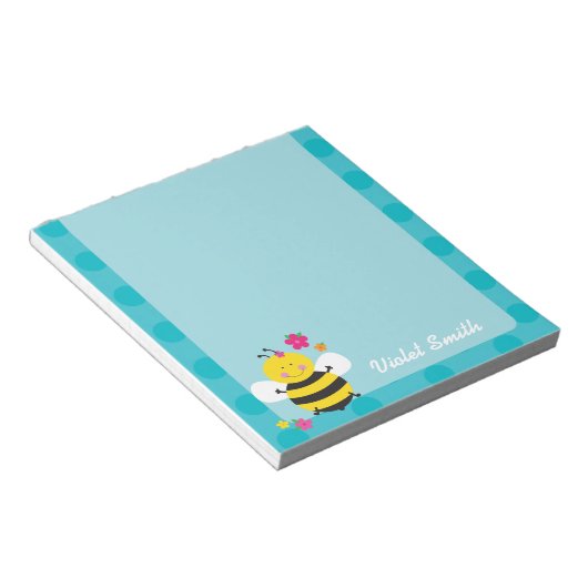 Niedliche Bienen Personalisierte Notepad Notizblock (angewinkelt)
