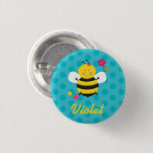 Niedliche Bienen-personalisiertes Button/Knopf Button (Vorne & Hinten)