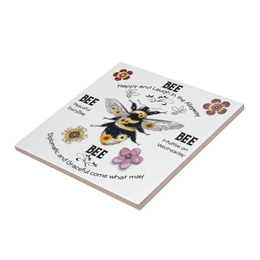 Niedliche Bienen-Redewendungen Blume Positive Kera Fliese (Seite)
