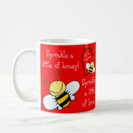 Niedliche Bienen sind mein Valentinrot Kaffeetasse (Links)