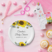 Niedliche Bienen & Sonnenblumen Eucalyptus Baby Du Pappteller (Party)