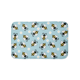 Niedliche Bienen und Blume Badematte