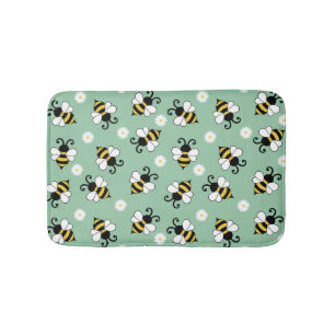 Niedliche Bienen und Blume Badematte